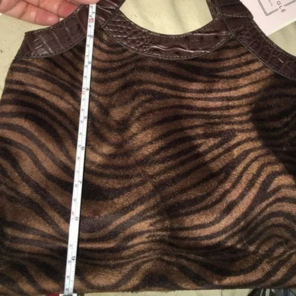 VINTAGE Bath & Body Works brown Fur zebra tote bag NWT
